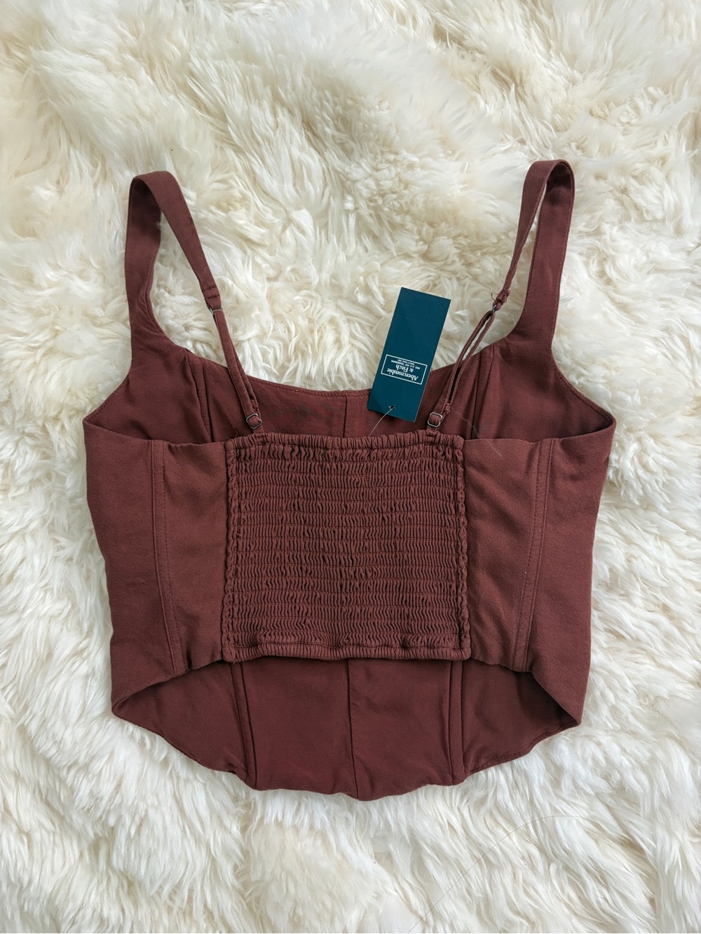 nwt abercrombie cropped corset rust red tank - Picture 5 of 7